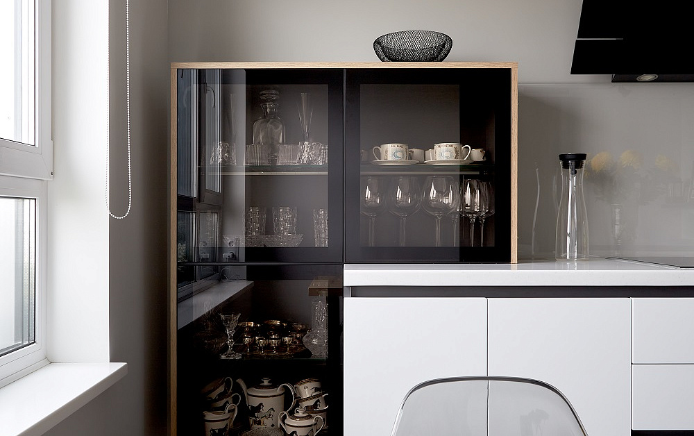 Необычная кухня в скандинавском стиле с островом