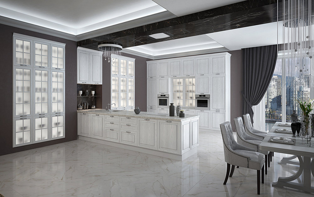 Кухня Виконт с серебристой патиной