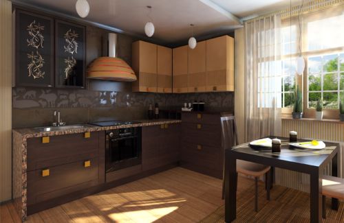 Угловая кухня 12 кв. метров