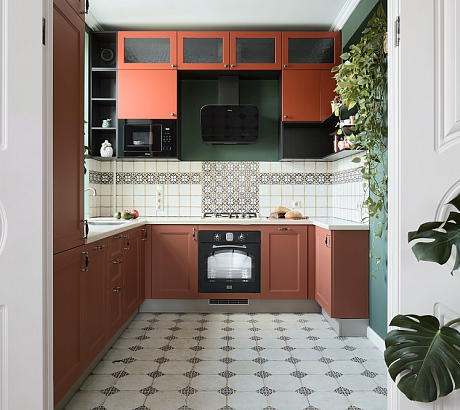 Необычная мандариновая кухня в сталинке