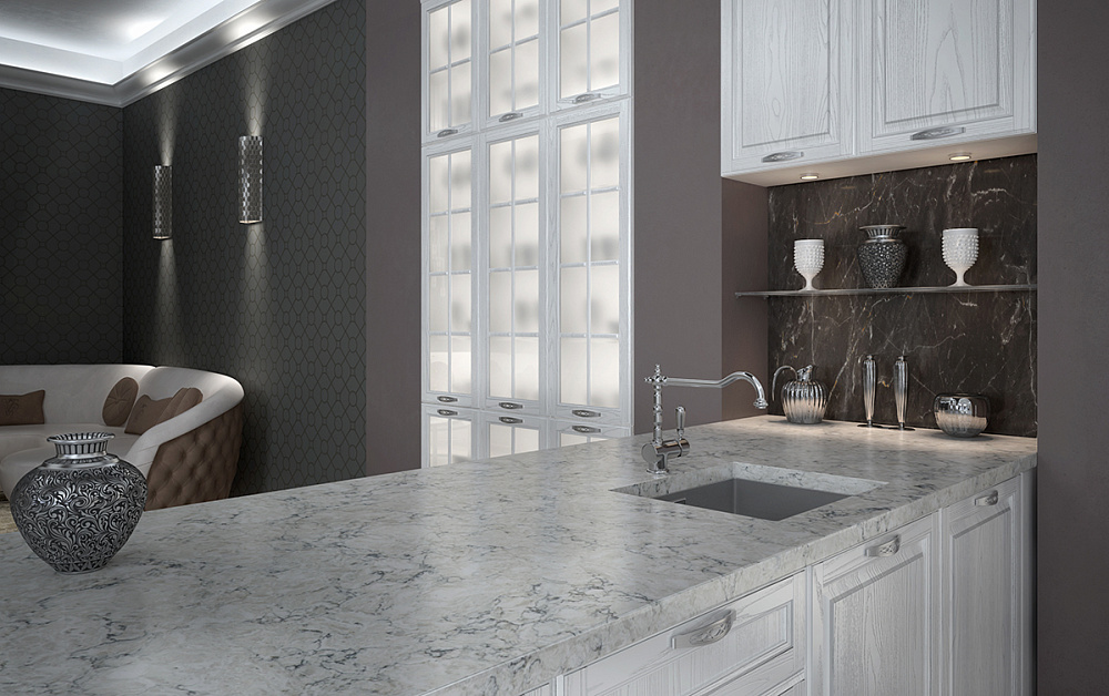 Кухня Виконт с серебристой патиной