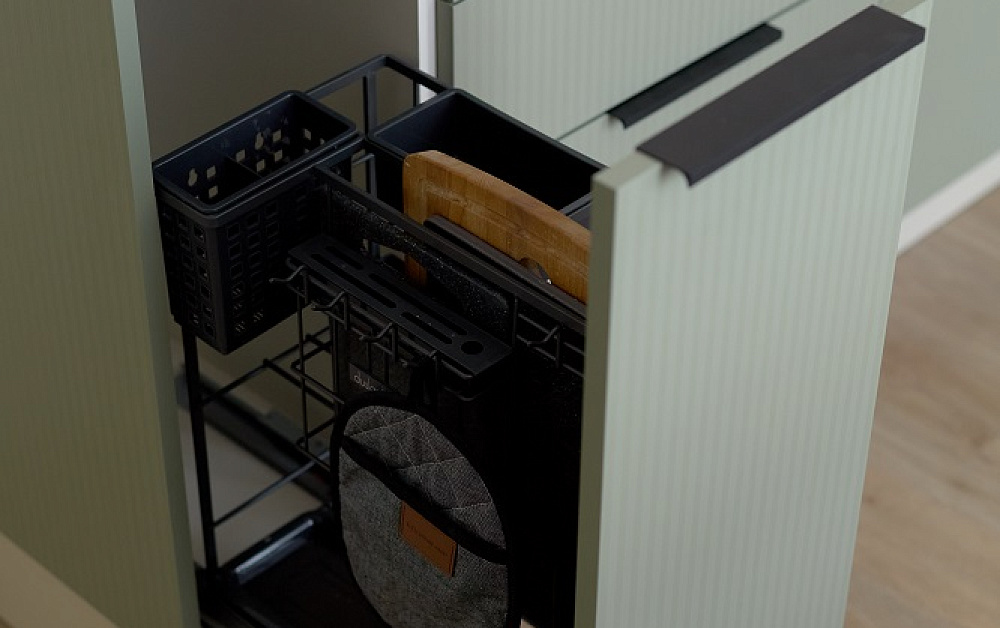 Кухня с фасадами с эффектом плиссировки