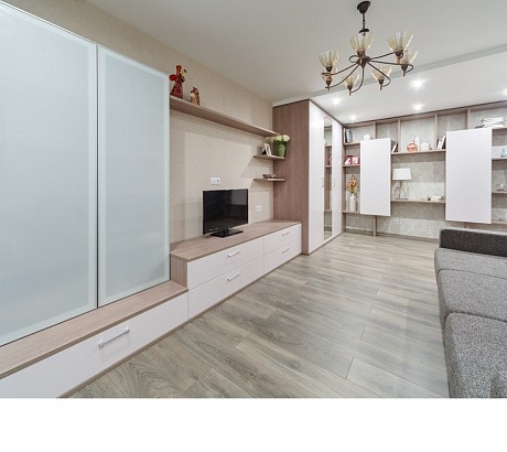 Гостиная и спальня в светлых тонах