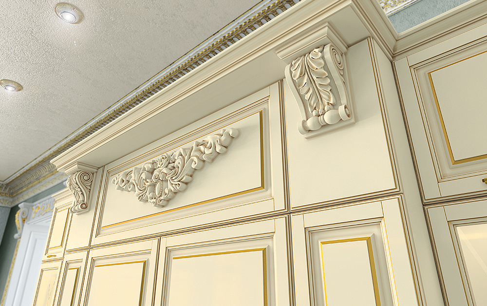 Кухня Виконт ваниль с золотой патиной