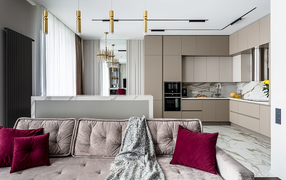 Эргономичная кухня Ханна Стил с цилиндрической вытяжкой