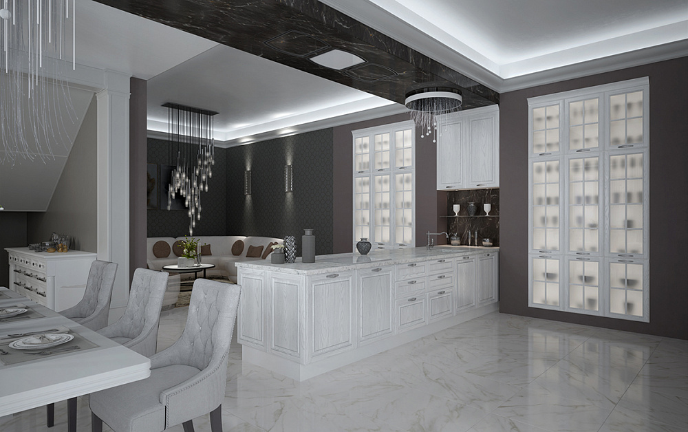 Кухня Виконт с серебристой патиной