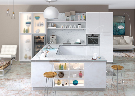 Белая кухня в стиле модерн