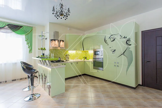 Угловые кухни оливкового цвета