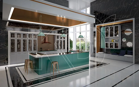 Угловые кухни оливкового цвета