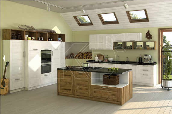 дизайн кухни в бело-коричневых тонах