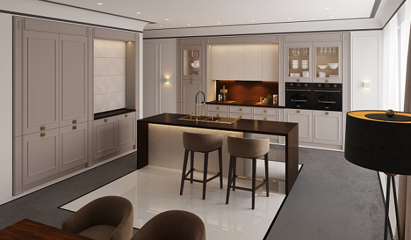 Бежевая кухня в Клину