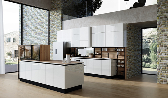 Интерьер белой кухни в скандинавском стиле