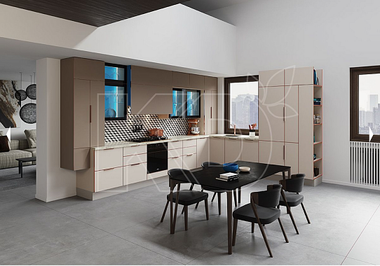 дизайн белой с бежевым кухни