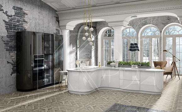 Белая кухня в стиле Модерн