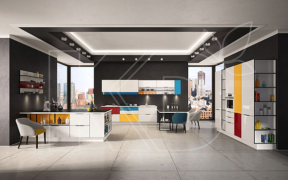 Белая кухня в стиле модерн