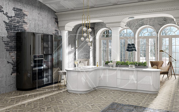 Белая кухня в стиле модерн