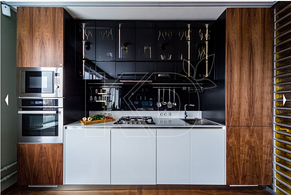 дизайн кухни в бело-коричневых тонах