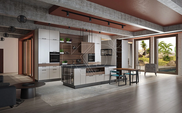 Белая кухня в стиле Модерн