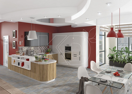 Белая кухня в стиле хай тек